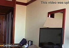 Real homemade casting – slutty black girl deepthroats a giant white cock