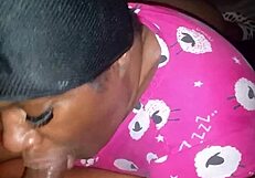 Feeling The Passion In This Sloppy Ebony Blowjob With A Big Black Cock At Bedtime