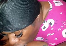 Feeling The Passion In This Sloppy Ebony Blowjob With A Big Black Cock At Bedtime