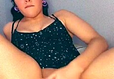 Latina cums hard with creamy dildo play