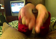 Intense Saturday Footjob with Black Cock Cumshot