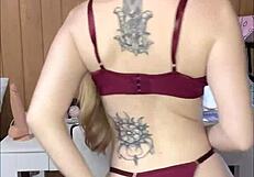 Petite Amateur Slut Masturbates to Double Orgasms with Dildo and Panties at Panty Bank