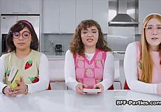 Heyy, book club turned into a wild foursome with nerdy girlfriends! 😜