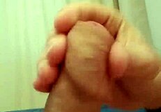 Big monster cock gets stroked hard and fast.