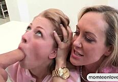 Huge boobs mature milf Brandi Love in amazing threesome session.