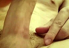 Big monster cock gets stroked hard and fast.