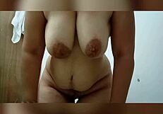 milf intensely masturbates showing tits and ass to neighbor