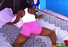 Ebony babe teaches friend to fuck with dancing moves