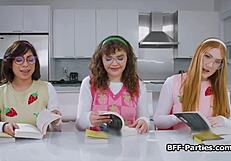 Heyy, book club turned into a wild foursome with nerdy girlfriends! 😜