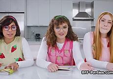 Heyy, book club turned into a wild foursome with nerdy girlfriends! 😜