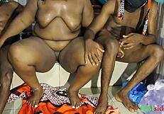 threesome group blowjob with ebony