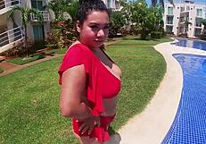 Took friend swimming, fingered her thick ass drunk