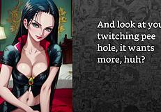 Faygrey, Nico robin, and Uli perform a BDSM CBT session with edging and femdom aspects of filming