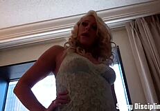 Pretty 18+ sissy whore submits to mistress in bisexual humiliation.