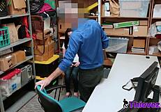 Raven's petite body expanded by horny officers' monster cocks in the office