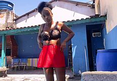 Pretty Brazilian Babe Fingers Herself While Dancing Naked In Backyard.