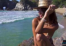i can't believe tiny mexican teen carolina reyes stripped bare on the beach. so hot!