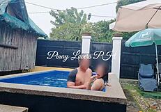 Horny Wife Squirts in Public Pool Fucking