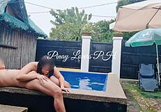 Horny Wife Squirts in Public Pool Fucking