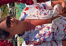 Blonde milf with tattoo enjoys doggystyle assfucking outdoors