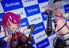 Hololive houshou marine shirokane noel pink cat mmd