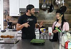 Marica Hase shocks by putting eel in ass in kitchen!