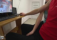 oh man, i'm deep sucking my boyfriend's big dick while he plays crossout at home