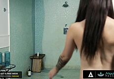 Nuru Massage - Horny Customer PLAYS with Masseuse's TIGHT PUSSY