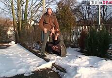 how can you have sex in this cold winter. moaning fucking old pussy nympho kinky amateurs hardcore snow sex.