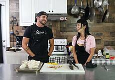 Marica Hase shocks by putting eel in ass in kitchen!