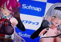 Hololive houshou marine shirokane noel pink cat mmd