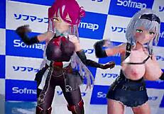 Hololive houshou marine shirokane noel pink cat mmd