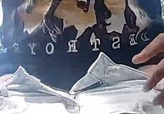 Young woman masturbates in the river unaware of the voyeur watching