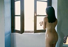 valentina nappi in clear latex dress drives me crazy with huge dildo play. i can't look away from her big ass solo show!