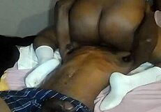 Ebony Chick SQUIRTING Hard on His Face in Wild Ride