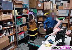 Sweet teen caught shoplifting at the office.