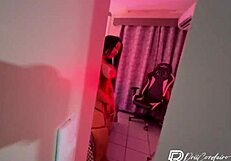 Fucked sister-in-law doggystyle after watching through door crack