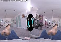 i got a blowjob from a big cock brunette in vr, cummin on her face.