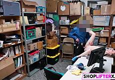 Sweet teen caught shoplifting at the office.