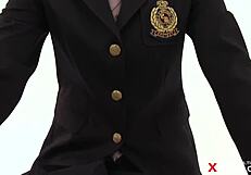 Japanese Girl in Uniform on Bicycle