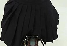 Japanese Girl in Uniform on Bicycle