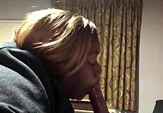 Ebony girl trains on deepthroating big black cock