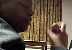 Ebony girl trains on deepthroating big black cock