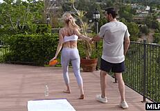 i spy a cougar milf with big tits working out