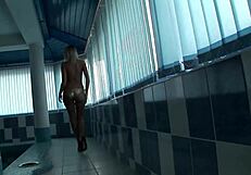 damn, watch this hot blonde get slammed by the pool