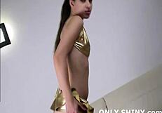 hey, don't these shiny gold pvc lingerie hug my petite frame just perfect?