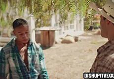 Black and white cowboys sneak for gay sex at camp