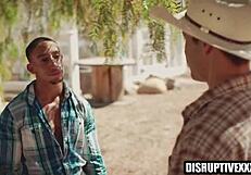 Black and white cowboys sneak for gay sex at camp