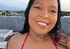 trailer milf dominated on rooftop by builder in public