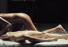 Black Beauty And Sexy Blonde Oil Each Other Up For Lesbian Sex